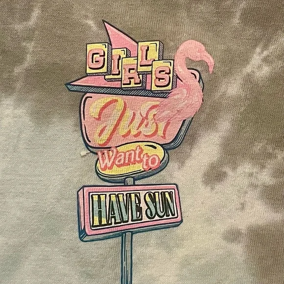 NWT Tie-Dye T-Shirt “Girls Just Want to Have Sun” Jeep with Flamingos Size XL - Picture 3 of 5